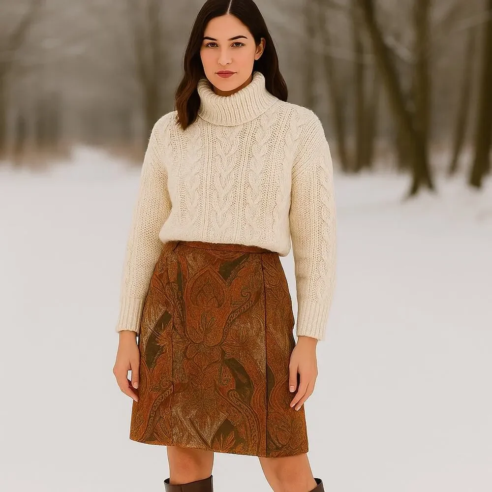 Carlisle VTG SZ 12 (Runs Small) 100% Wool Moody Wrap Style Pencil Skirt Lined